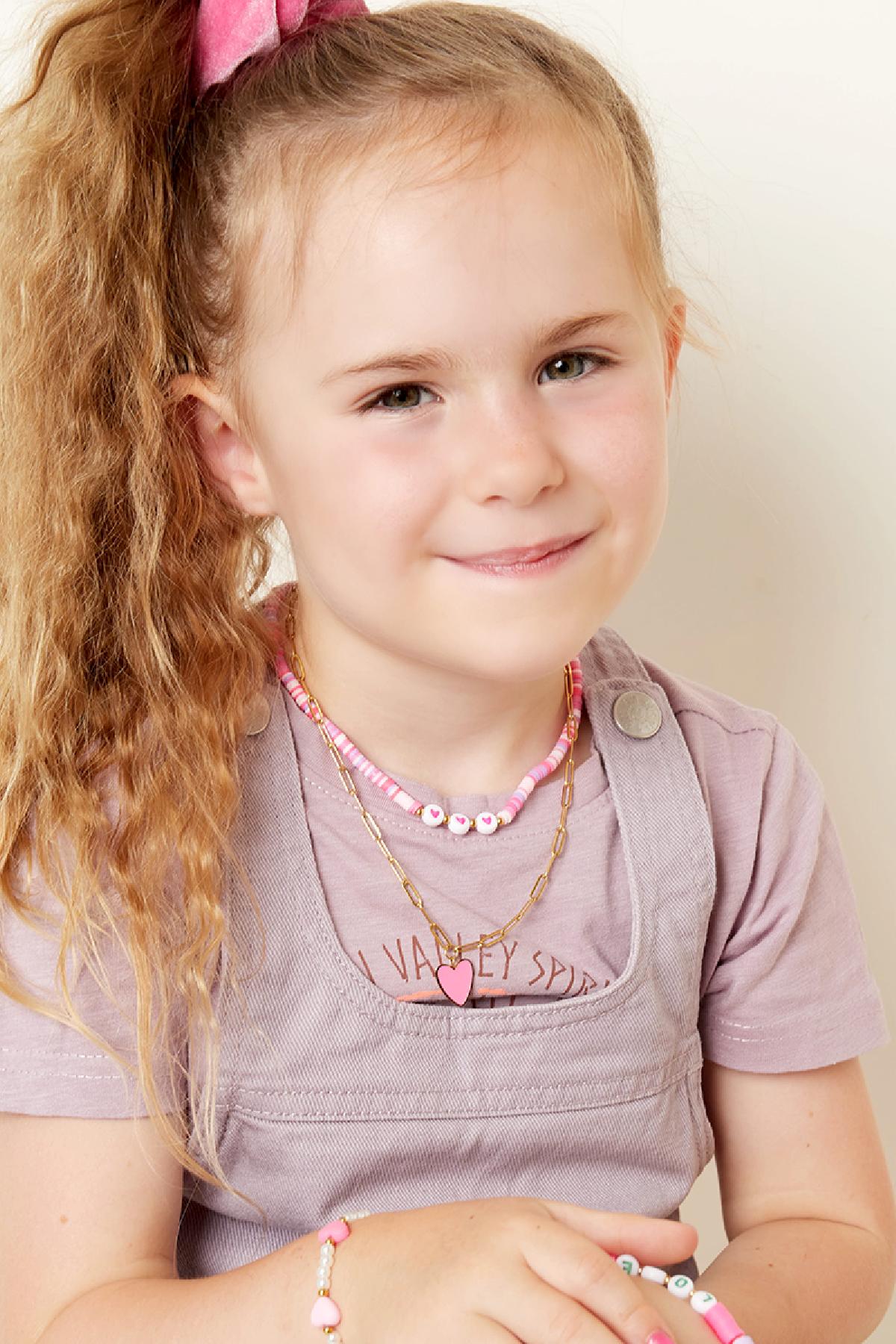 Kids - collier coeurs - Collection Mère-Fille Rosé polymer clay